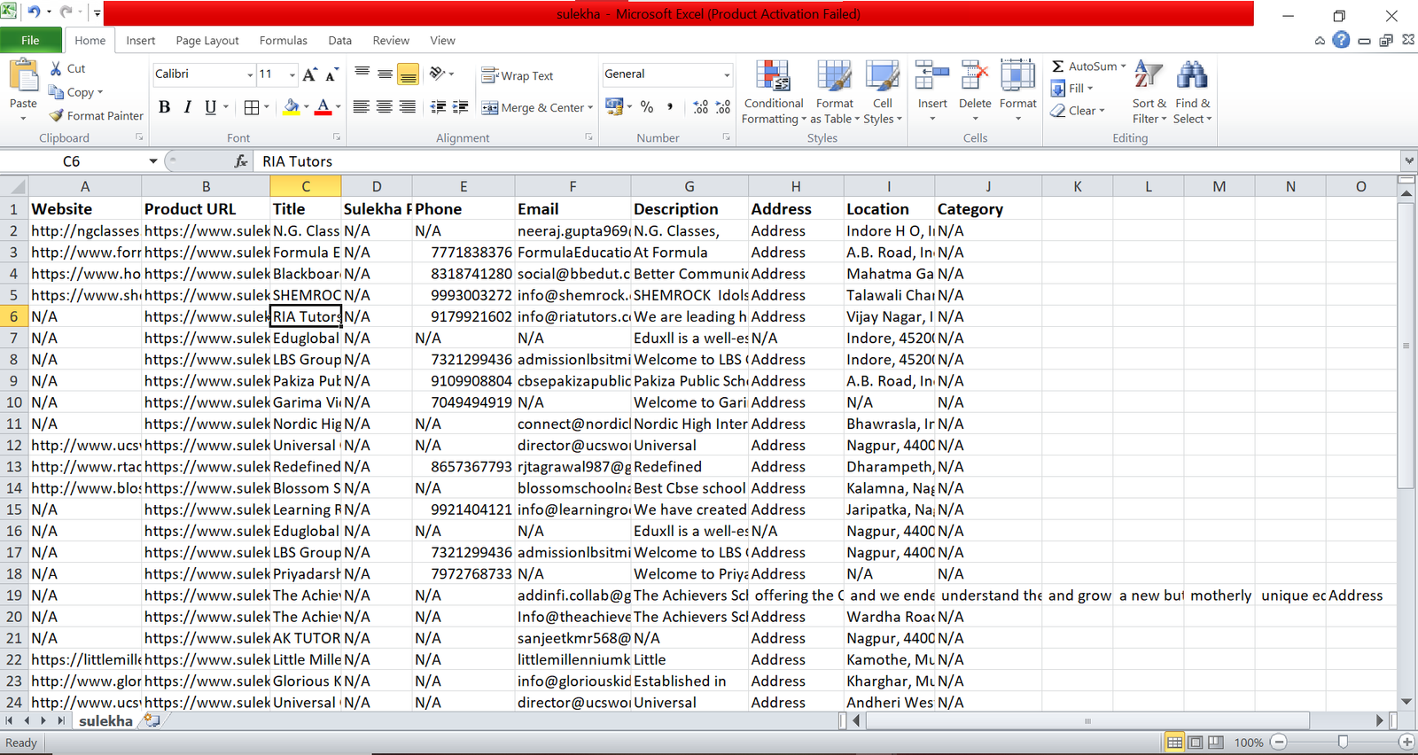Sulekha Scraper Result